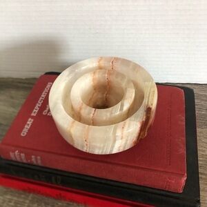 Vtg Carved Onyx Candle Holder